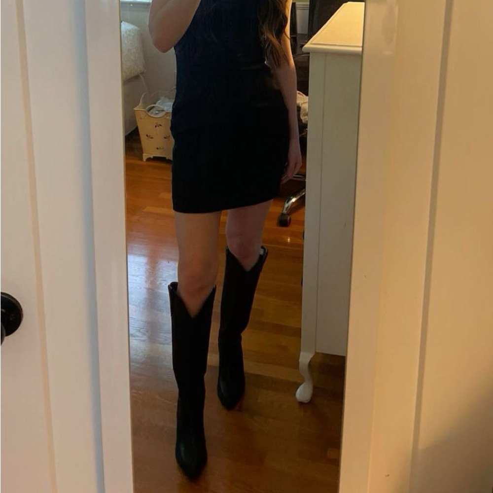 Madden Girl Black Knee High Black Western Boots 7M (vegan leather) - Picture 8 of 8